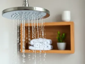 Łazienka biel i drewno – jaki prysznic?